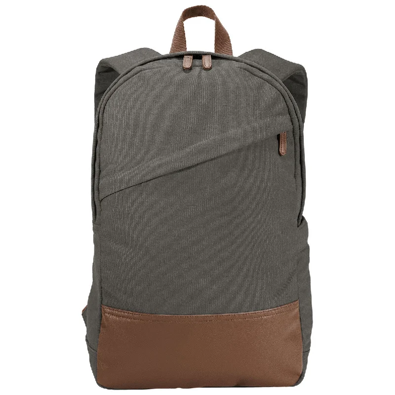 Eco-Friendly Bags With Discounts Port Authority Dark Smoke Grey Cotton Canvas Backpack