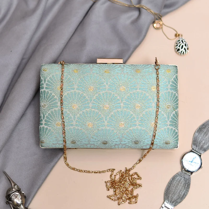 Urban Bags For City Life And Streetwear Fashion Blue Brocade Clutch