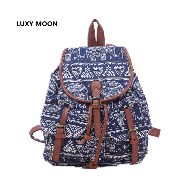 Genuine Bags On Clearance Sale bookbags for School Drawstring Bag Animal Designer back packs Elephant Printing Backpacks Canvas Rucksack Female Travel L834