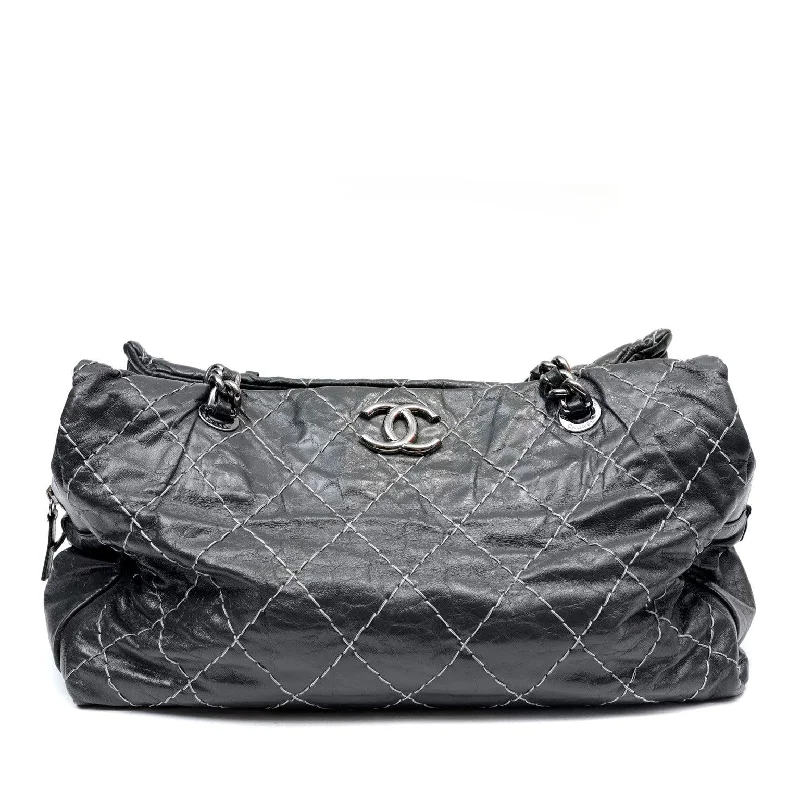 Genuine Bags On Clearance Sale Chanel Slate Topstitched Distressed Leather Large Tote