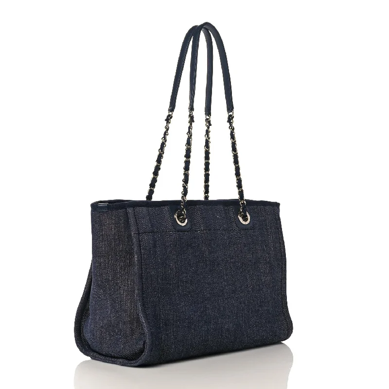 Lightweight Bags For Senior Travelers Chanel Small Deauville Tote Indigo Denim