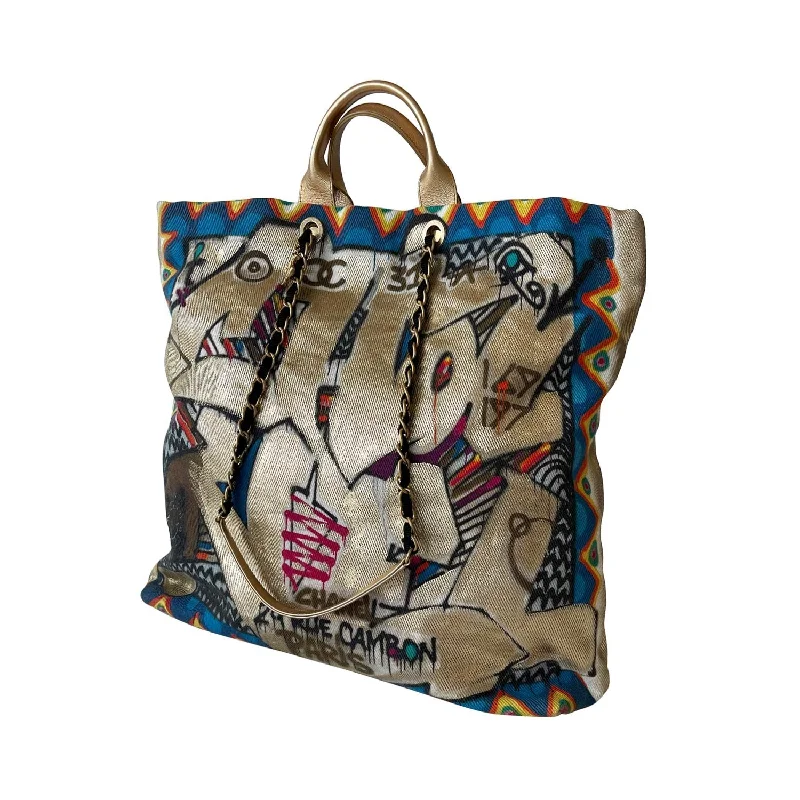 Rustic Bags For Outdoor And Nature-Inspired Looks Chanel Street Spirit Graffiti Maxi Tote Bag