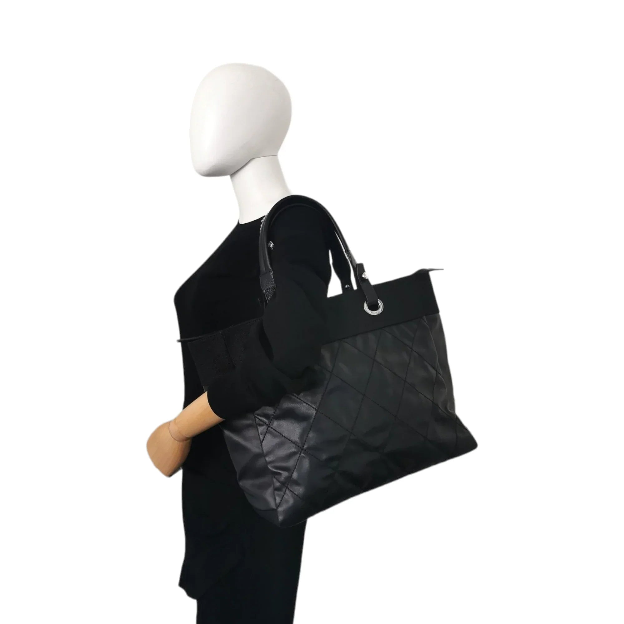 Seasonal Clearance Bags For Summer, Winter, Etc. Chanel Tote Bag Black Coated Canvas