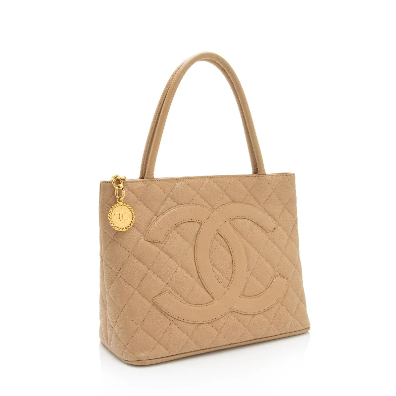 Bag For Luxury Lovers Chanel Vintage Caviar Leather Medallion Tote (SHF-T2hPlQ)