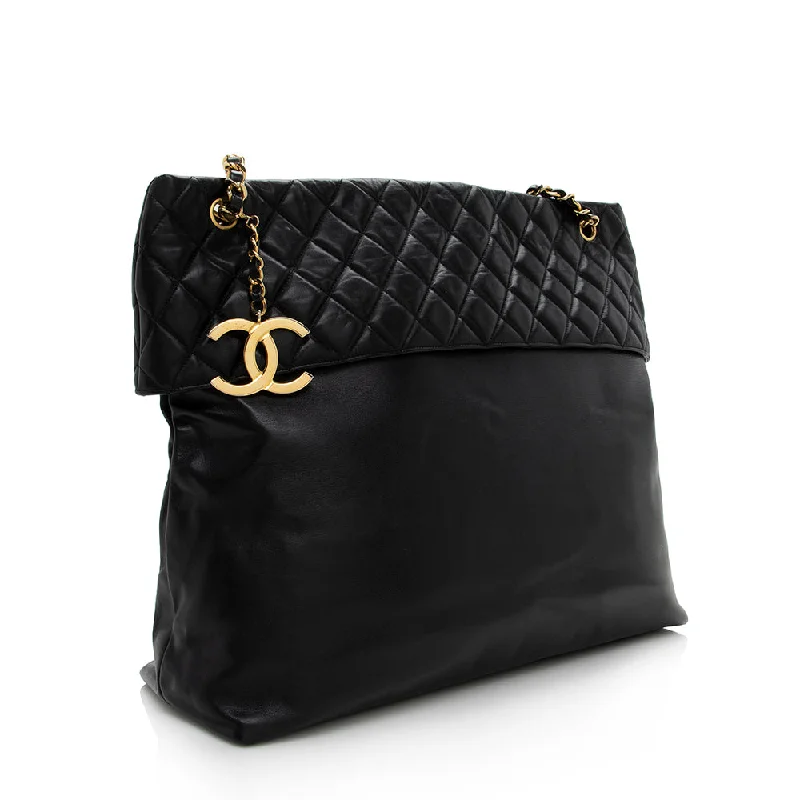 Bold Fashionistas Chanel Vintage Lambskin Chain CC Tote (SHF-15054)