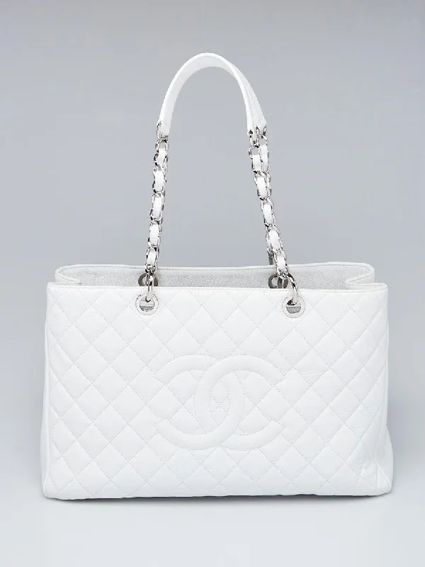 Stylish And Affordable Bags For Every Occasion Chanel White Quilted Caviar Grand Shopper Tote GST