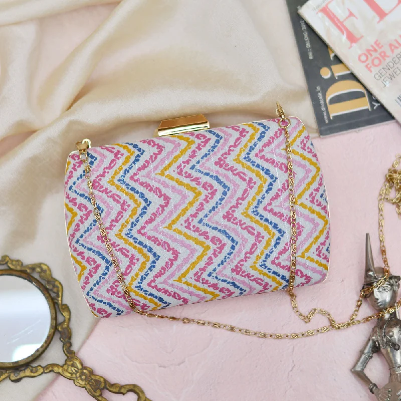 Eco-Friendly Bags With Promotions Colorful Zigzag Fabric Clutch