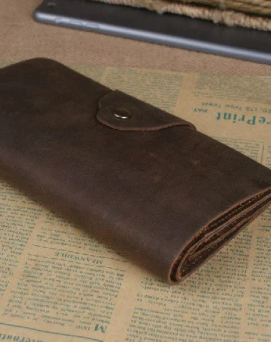 Active Lifestyles Handmade leather long wallet Vintage bifold brown Long wallet clutch purse For Men