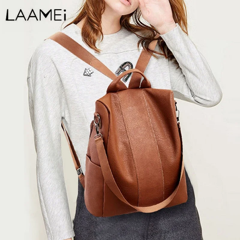 Designer Bags For Luxury Collectors Laamei Backpack Women Retro PU Leather Backpack