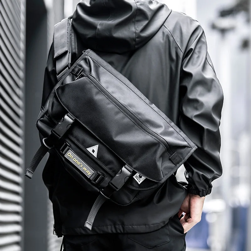 Bag For Modern Fashion Messenger Bookbag Men Motorcycle Cycling Messenger Bags Waterproof Big Crossbody Shoulder Bag Hip Hop Street Cross Bag