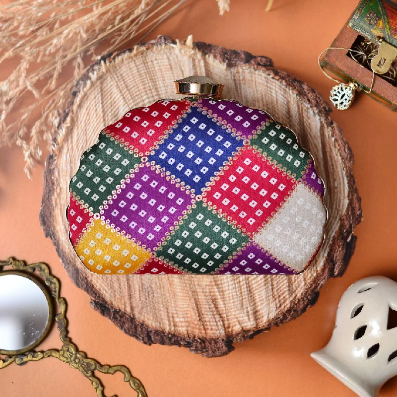 High-Quality Bags Mixed Pattern Moon Clutch