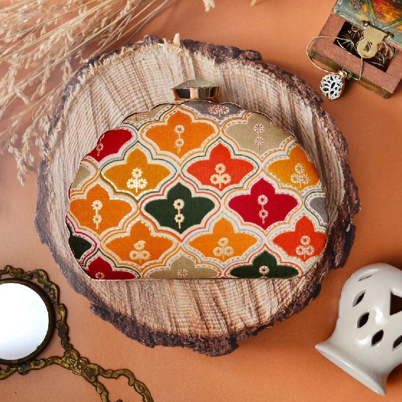 High-Quality Bags Multicolor Embroidered Moon Clutch