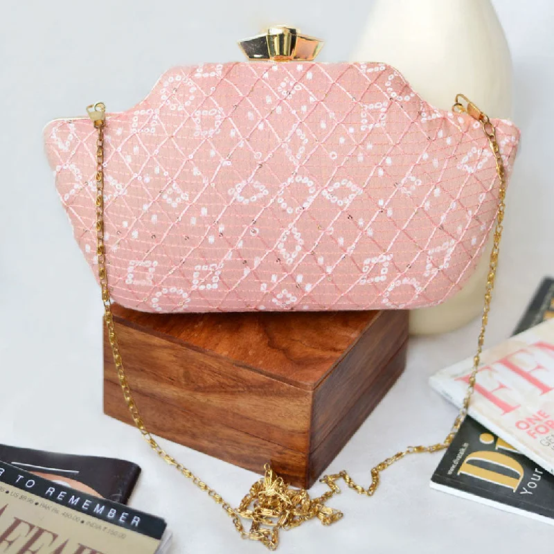 Limited-Time Offer On Trendy Bags Pink Embroidered Clutch