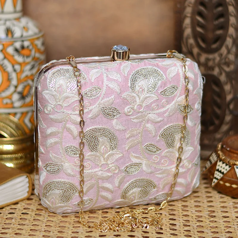 Inspired Bags For Affordable Luxury Pink Floral Embroidered Clutch