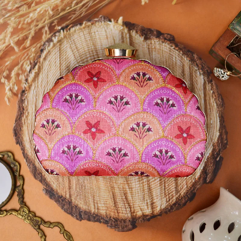 Flash Sale On Premium Bags Pink Orange Moon Clutch