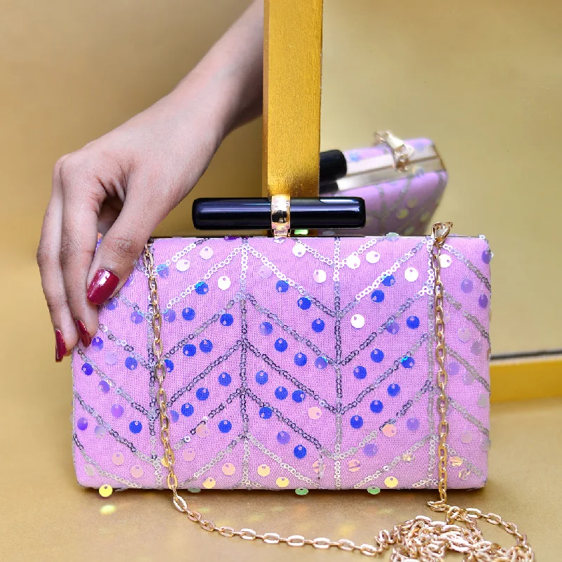 Lightweight And Functional Bags For Travel And Work Pink Zigzag Sequins Clutch