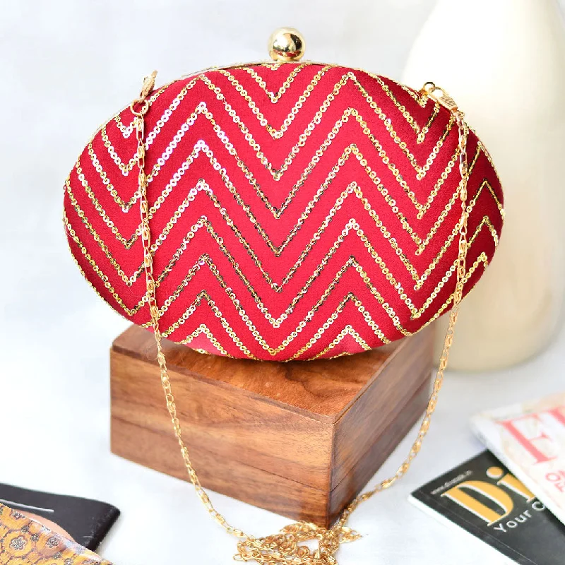 Inspired Bags For Affordable Luxury Red Embroidered Oval Clutch