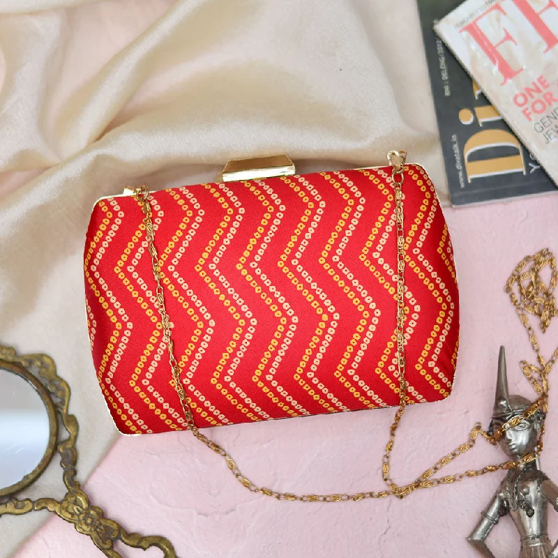 Rustic Bags For Outdoor And Nature-Inspired Looks Red Zigzag Fabric Clutch