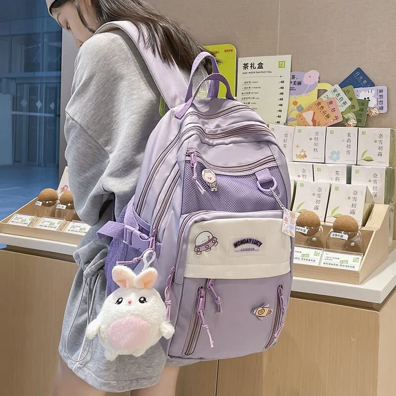 Stylish Bags For Fashion Bloggers With Promotions School Backpacks for Girls Purple Women College School Bag for Teenage Girls Cute Casual Bookbags Travel Nylon Waterproof Backpack