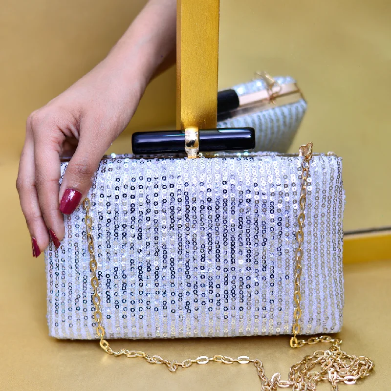 Romantic Valentine's Day Bags With Promotions Silver Sequins Clutch