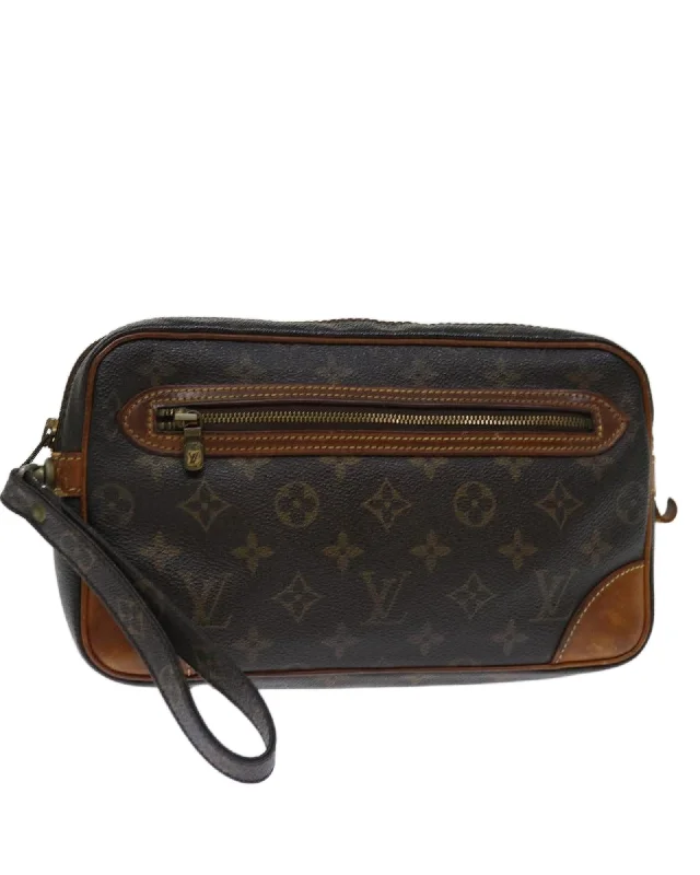 Customizable Bags For Personalized Style Monogram Canvas Clutch Bag with Dragonne Strap