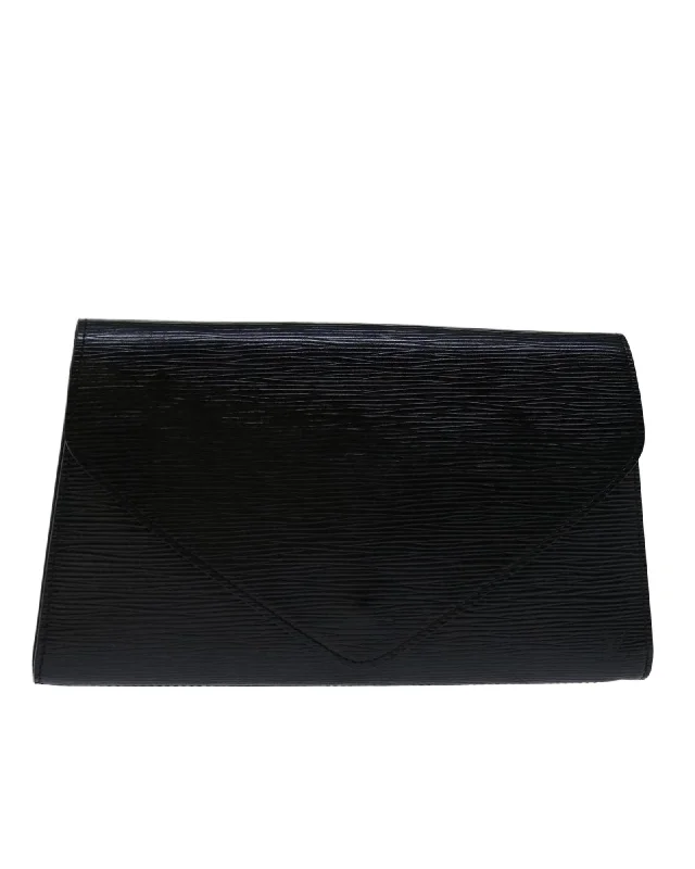 Stylish Yet Affordable Bags Epi Leather Art Deco Clutch Bag - Black