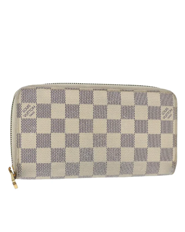 Elegant Bags For Formal Events And Luxury Occasions Durable Damier Azur Long Wallet with Multiple Pockets and Slots