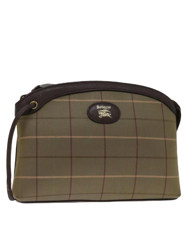 Handbag For Fashion Beige Checkered Canvas Clutch Bag by Burberrys