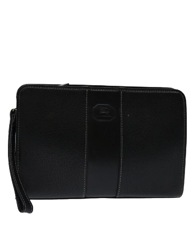 Luxury Bags For Professionals With Discounts Black Leather Clutch Bag with Metal Fittings