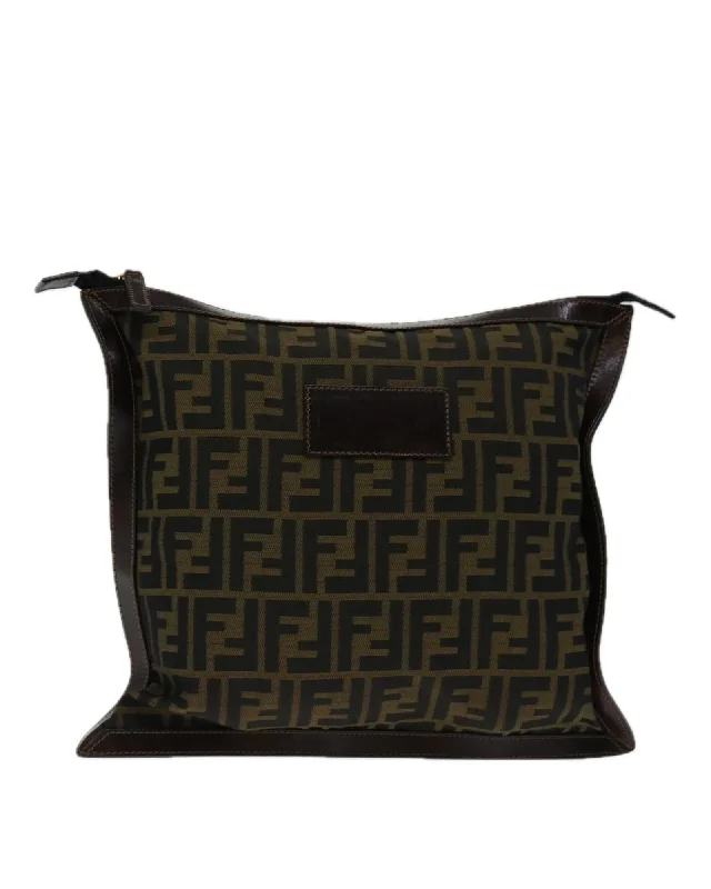 Inspired Bags For Modern Sophistication Zucca Canvas Clutch Bag in Black and Brown