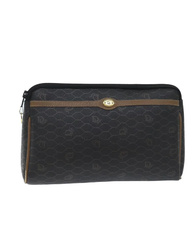 Festive Holiday Gift Bags Honeycomb Canvas Clutch Bag in Black PVC Leather by Christian Dior