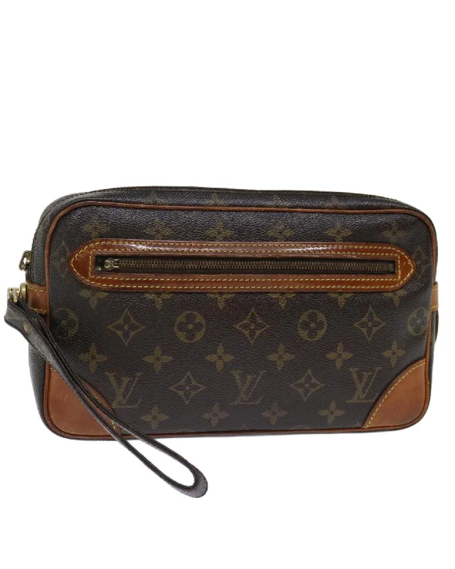 Affordable Bags For Budget Shoppers Monogram Canvas Clutch Bag with Dragonne Handle