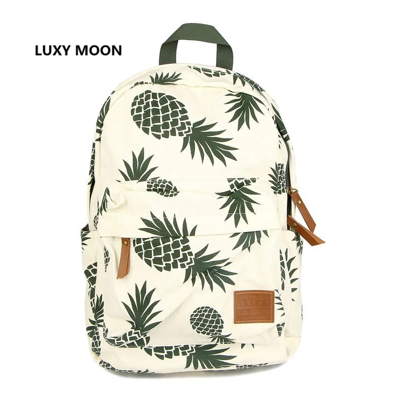 Seasonal Clearance Bags For Summer Vintage Fashion Pineapple Backpacks for Teenage Girls High Quality Canvas Laptop Backpack Fruit Prints Women Travel Rucksack