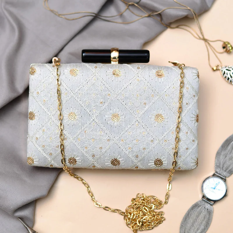 Modern And Limited-Time Offer Bags White Sequins Embroidered Clutch