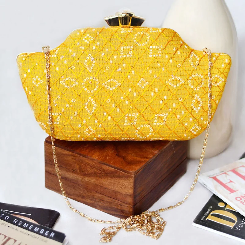 Valentine's Day Yellow Embroidered Clutch