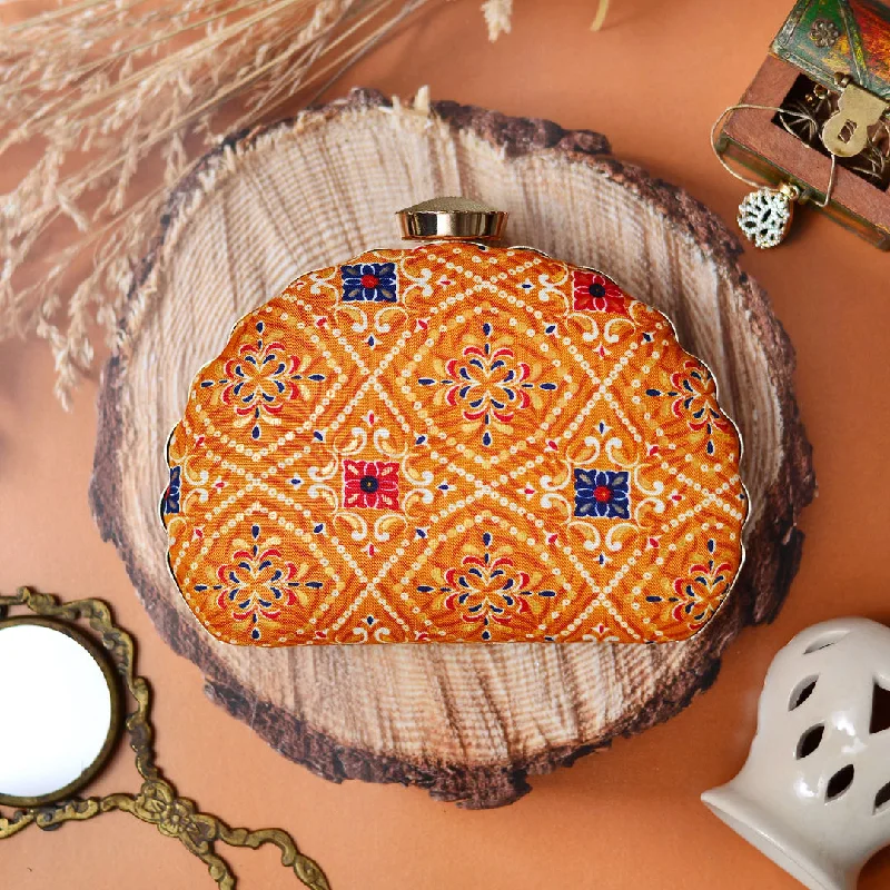 Cozy Handbags With Clearance Prices Yellow Embroidered Moon Clutch