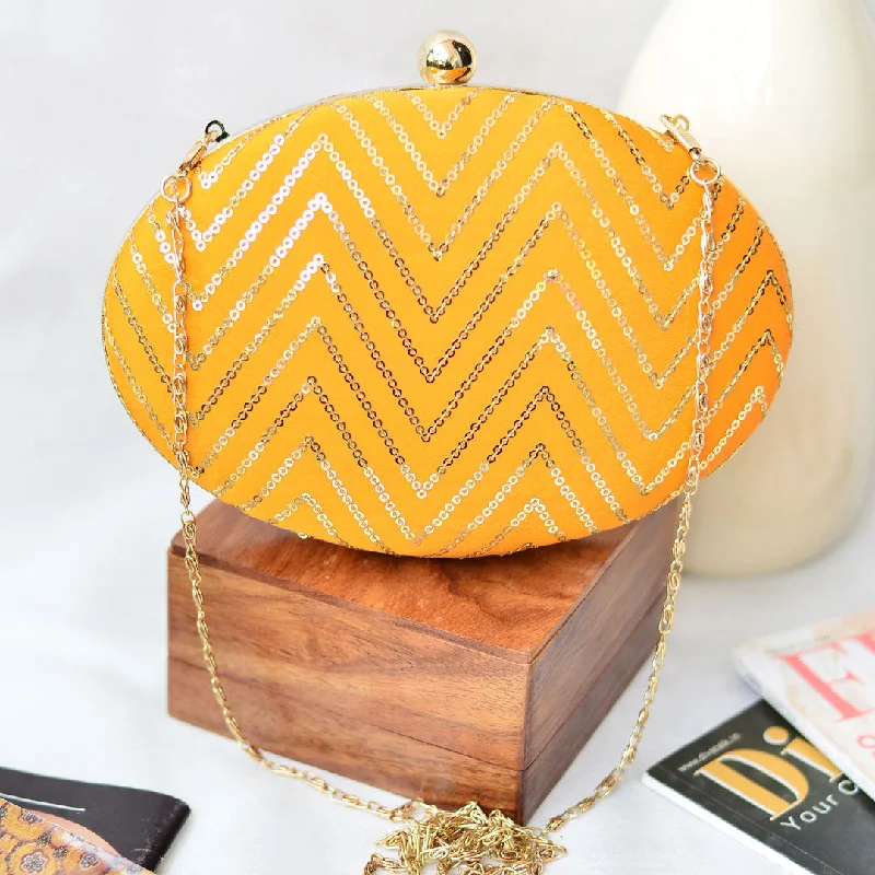 Inspired Bags For Luxury Fashion Lovers Yellow Embroidered Oval Clutch