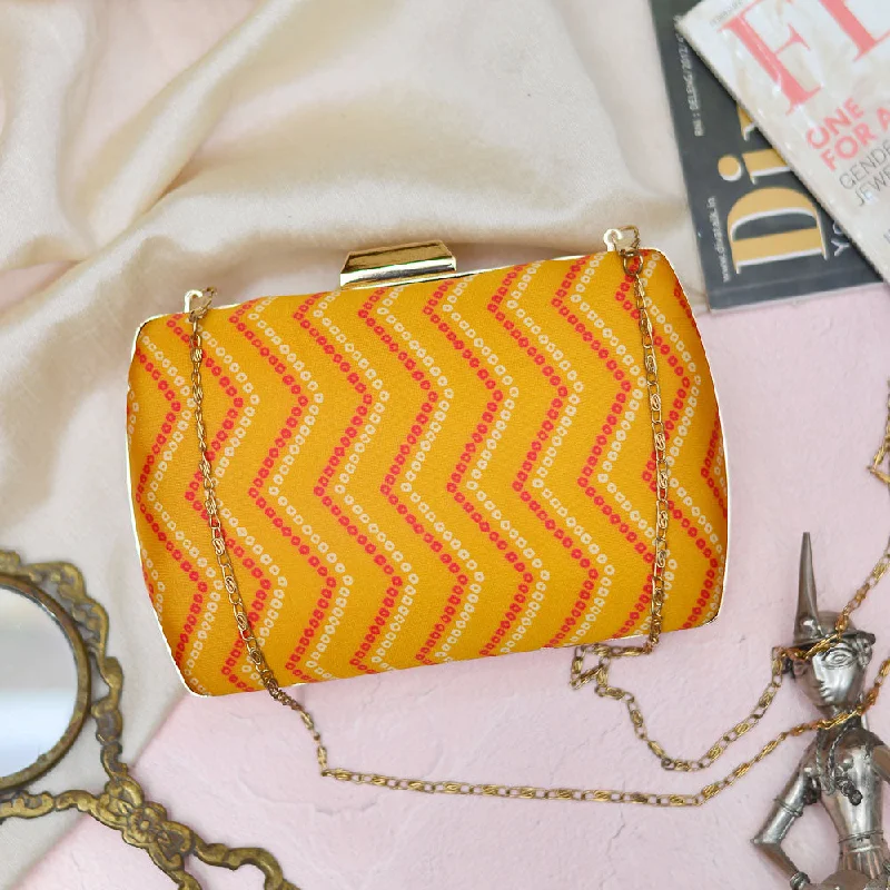 Designer Bags For Luxury Collectors Yellow Zigzag Fabric Clutch