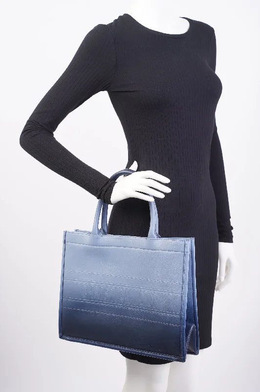 Luxury Bags On Sale Christian Dior Book Tote Ombre Blue Leather Blue Leather Medium