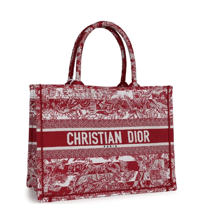 Flash Sales On Premium And High-Quality Bags Christian Dior Burgundy Toile De Jouy Stripes Medium Book Tote