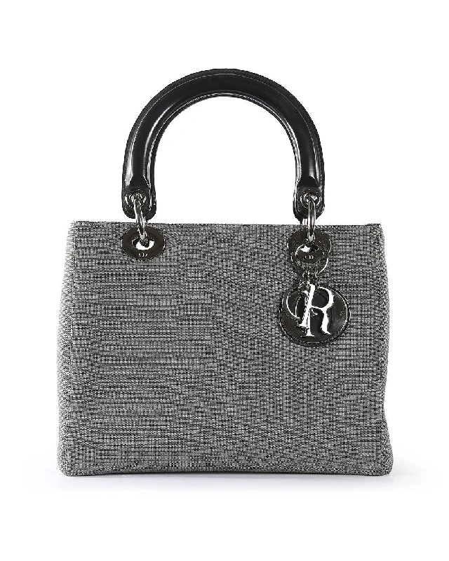 Limited Edition Bags For Collectors CHRISTIAN DIOR Grey Canvas Lady Dior Tote Bag