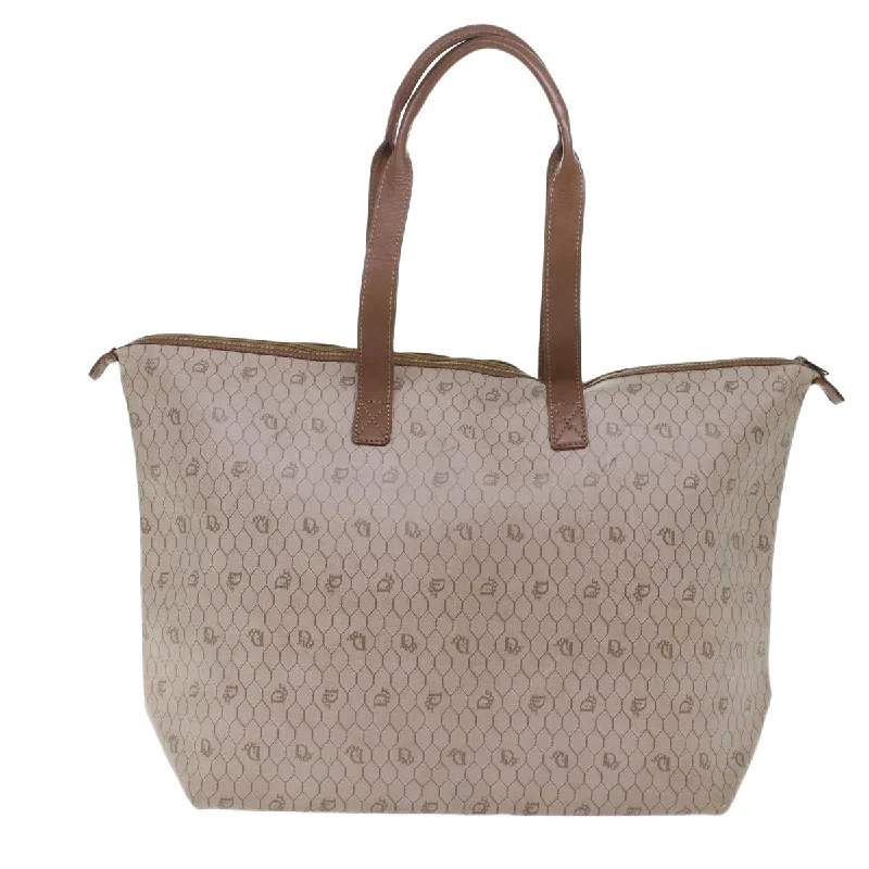 Affordable Handbags CHRISTIAN DIOR Honeycomb Canvas Tote Bag PVC Leather Beige Brown Auth ar9982