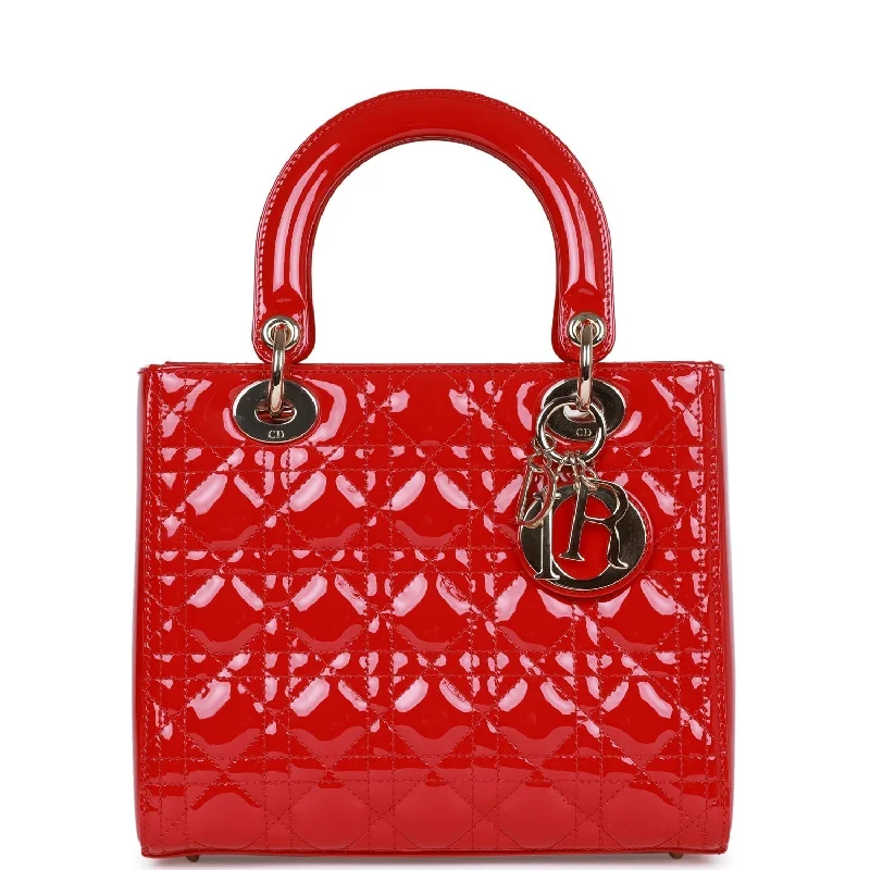 Versatile Bags That Suit Any Outfit Or Event Christian Dior Medium Lady Dior Tote Red Patent Gold Hardware