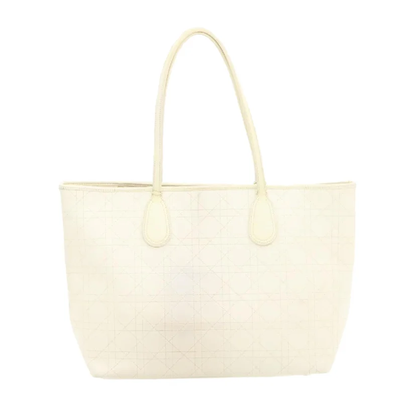 Luxury Bags On Sale CHRISTIAN DIOR Panarea Tote Bag Coated Canvas White Auth rd1228