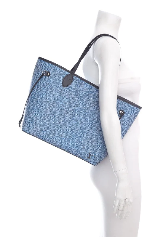 Luxury Bags Louis Vuitton Blue Denim EPI  Neverfull Tote