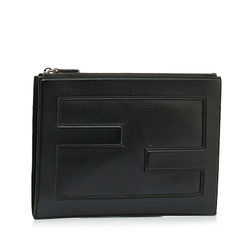 Vibrant Bags With Discounts Fendi FF Leather Zip Clutch (SHG-Pnk2mm)