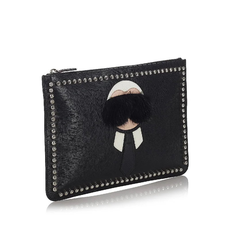 Bags With Limited-Time Deals Fendi Karlito Leather Clutch Bag (SHG-26787)