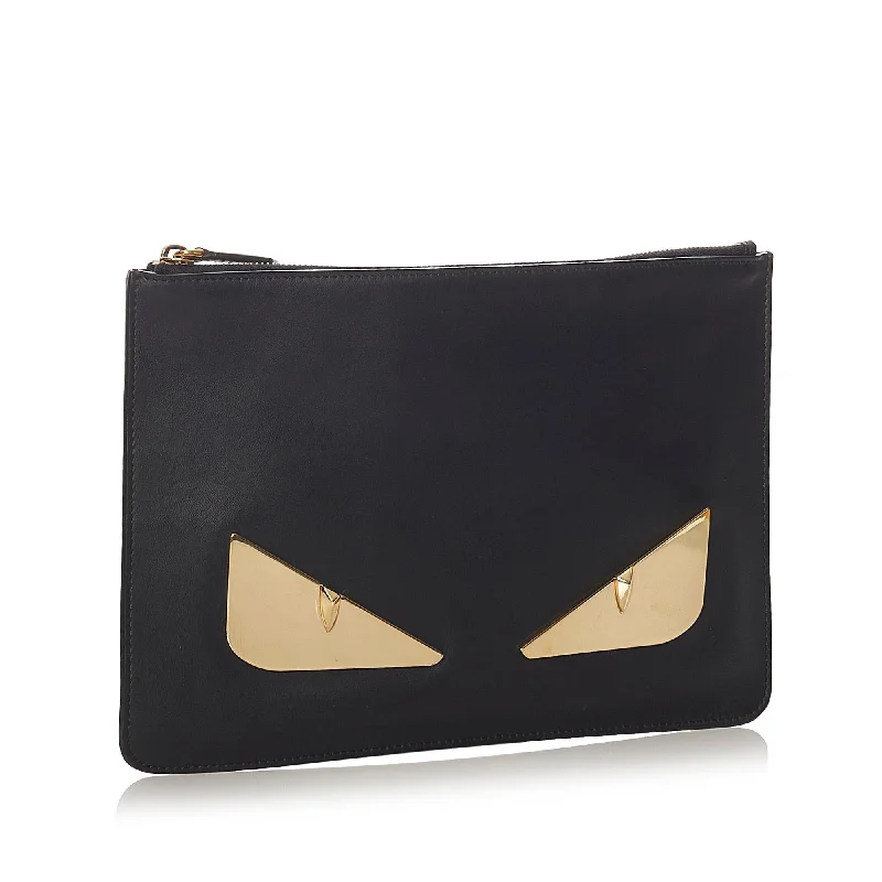 Stylish Bags For Fashion Influencers And Bloggers Fendi Monster Leather Clutch Bag (SHG-27468)