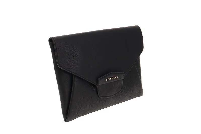 Eco-Friendly Bags With Promotions Givenchy Black Goatskin Antigona Envelope Clutch