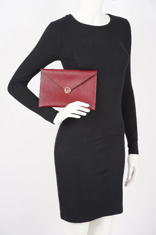 Limited-Time Offers On Trendy And Stylish Bags Fendi Womens Pouch Clutch Burgundy Leather